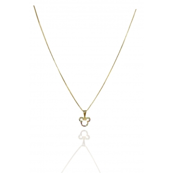 Colar Com Pingente Do Mickey De Zircônia Colorida Banhado em Ouro 18k