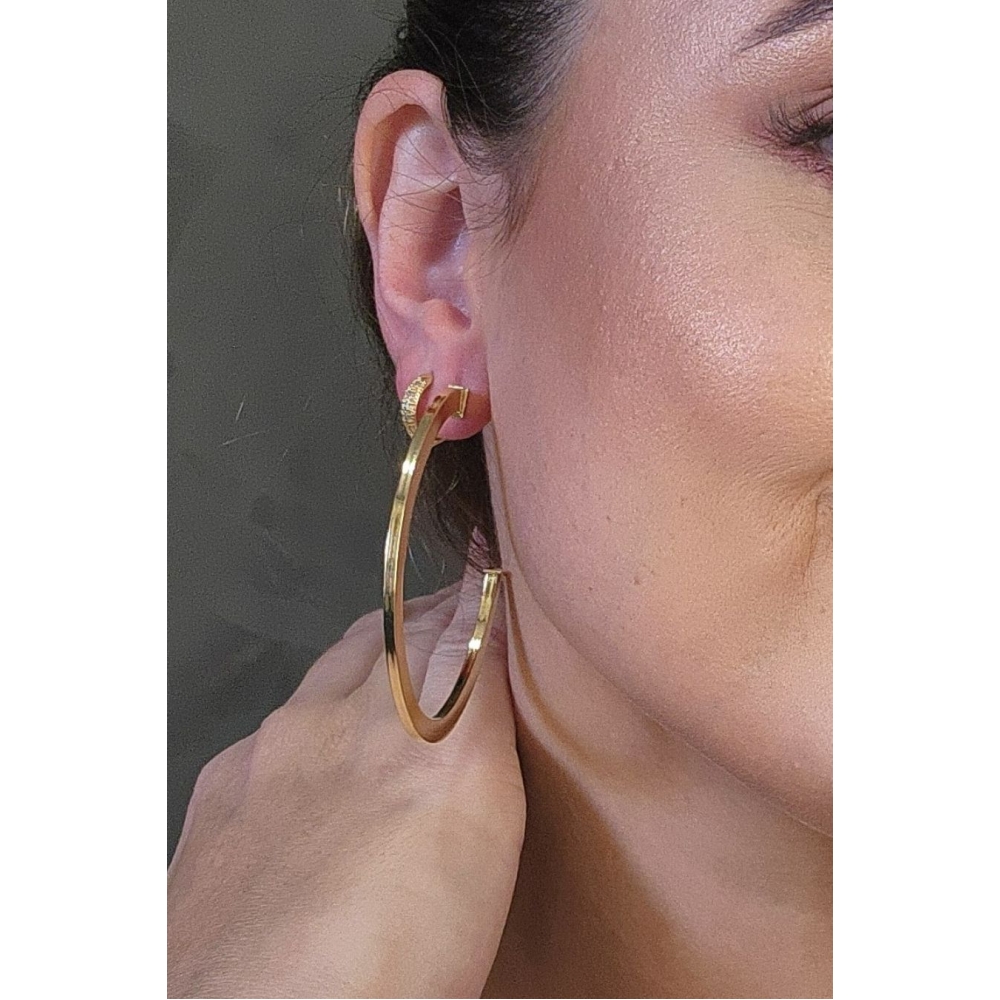 Brinco Argola Grande Clássica Banhado em Ouro 18k - Dourado