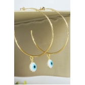 Brinco Argola Média Olho Grego Banhado em Ouro 18k - Dourado