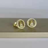 Brinco Mini Zircônias de Nossa Senhora Banhado em Ouro 18k - Dourado
