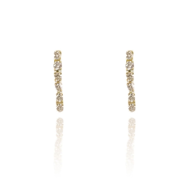 Brinco Pequeno Fio Com Cinco Zircônia Banhado em Ouro 18k - Dourado