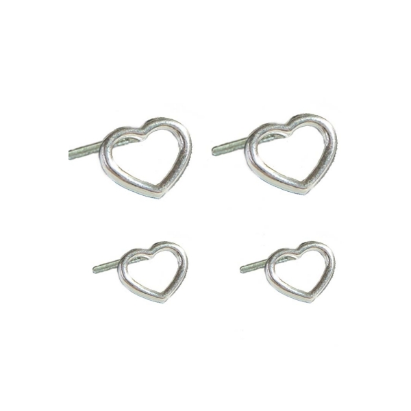 Duo Coração Vazado em Prata 925 - Prateado