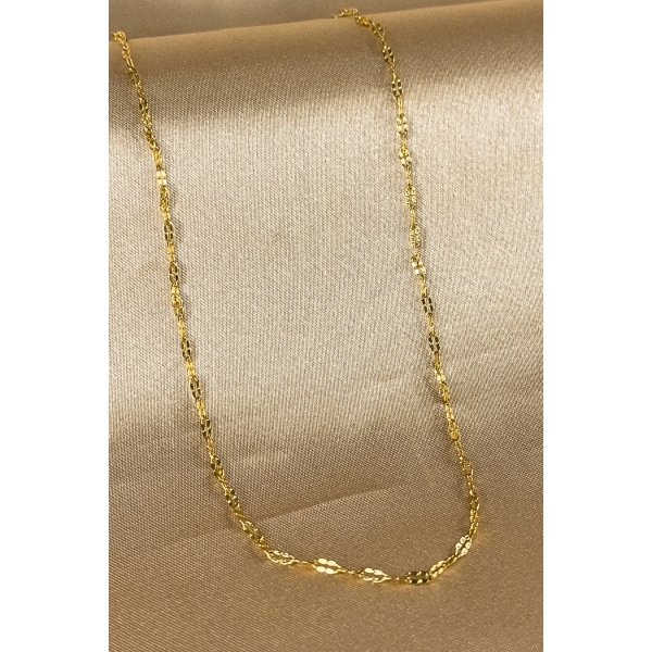 Colar Cumprido com Mini Elos Banhado em Ouro 18k - Dourado