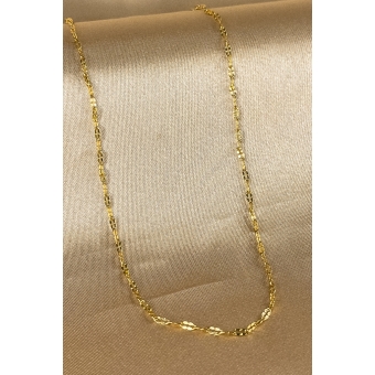 Colar Cumprido com Mini Elos Banhado em Ouro 18k
