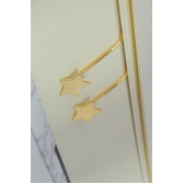 Brinco de Fio Com Estrela Banhado em Ouro 18k - Dourado