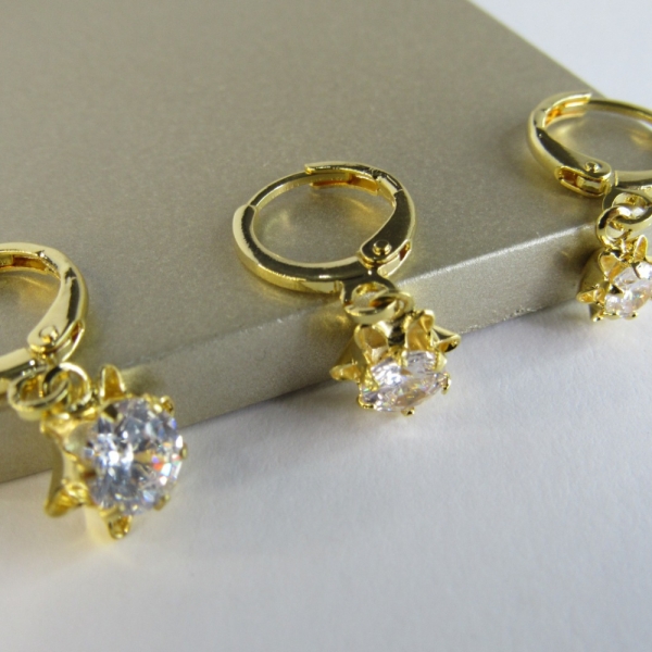 Trio Argolinha Estrelinha de Zircônia Banhado em Ouro 18k - Dourado