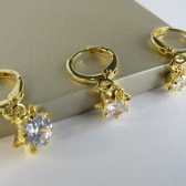 Trio Argolinha Estrelinha de Zircônia Banhado em Ouro 18k - Dourado