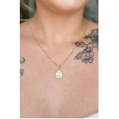 Colar Pingente Reticulado com Pé Banhado em Ouro 18k - Dourado