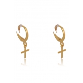 Brinco Argolinha com Cruz Banhado em Ouro 18k - Dourado
