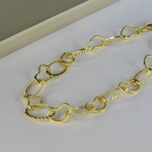 Pulseira Com Elos Ovais Intercalados Com Elos de Corações Banhado em Ouro 18k - Dourado