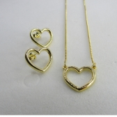 Conjunto de Coração Vazado - Dourado