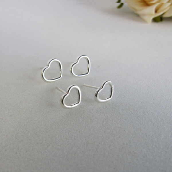 Duo Coração Vazado em Prata 925 - Prateado