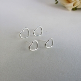 Duo Coração Vazado em Prata 925 - Prateado