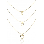 Colar Triplo de Corações Vazados Banhado em Ouro 18k - Dourado