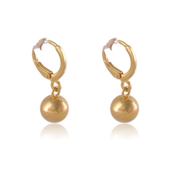 Brinco Argolinha Pequena com Bola Dourada Banhado em Ouro 18k - Dourado