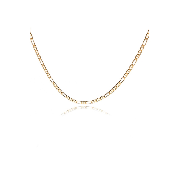 Colar Corrente com Elos Sequenciados Banhado em Ouro 18k MASCULINO - Dourado