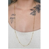 Colar de Corrente com Bolinhas Douradas Banhado em Ouro 18k - Dourado