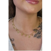 Colar com Corrente com Mini Flores Banhado em Ouro 18k - Dourado