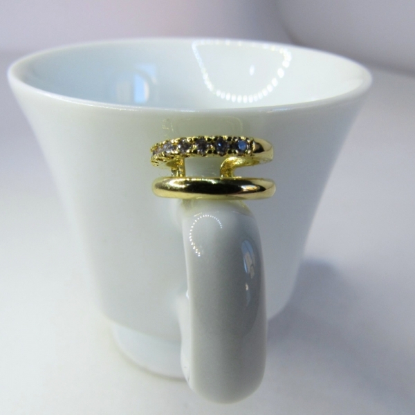 Piercing Fake Duas Tiras Lisa e Outra com Zircônias Banhado em Ouro 18k