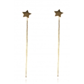 Brinco de Fio Com Estrela Banhado em Ouro 18k - Dourado