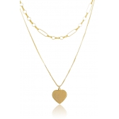 Colar Duplo com Coração Banhado em Ouro 18k - Dourado