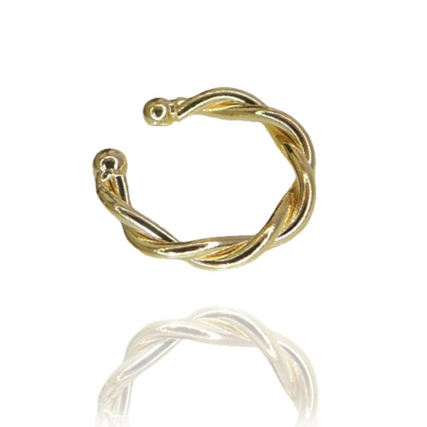 Piercing Fake Trançado Banhado em Ouro 18k