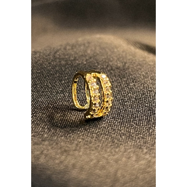 Piercing Fake Vazado com Zircônia Banhado em Ouro 18k - Dourado