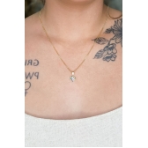 Colar Pingente Coração com Zircônia Multicolor Banhado em Ouro 18k - Dourado