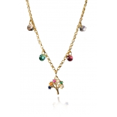 Pulseira Árvore da Vida Com Zircônias Coloridas Banhado em Ouro 18k - Dourado