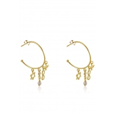 Brinco Argola Médio com Pingente Esotéricos Banhado em Ouro 18k - Dourado
