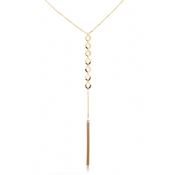 Colar Cumprido com Mini Pérolas e Fio Banhado em Ouro 18k - Dourado