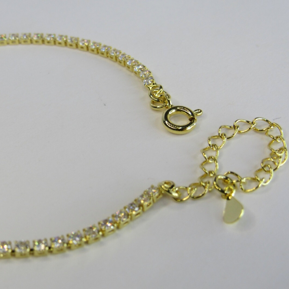 Pulseira Em Corrente De Zircônias Banhado em Ouro 18k - Dourado