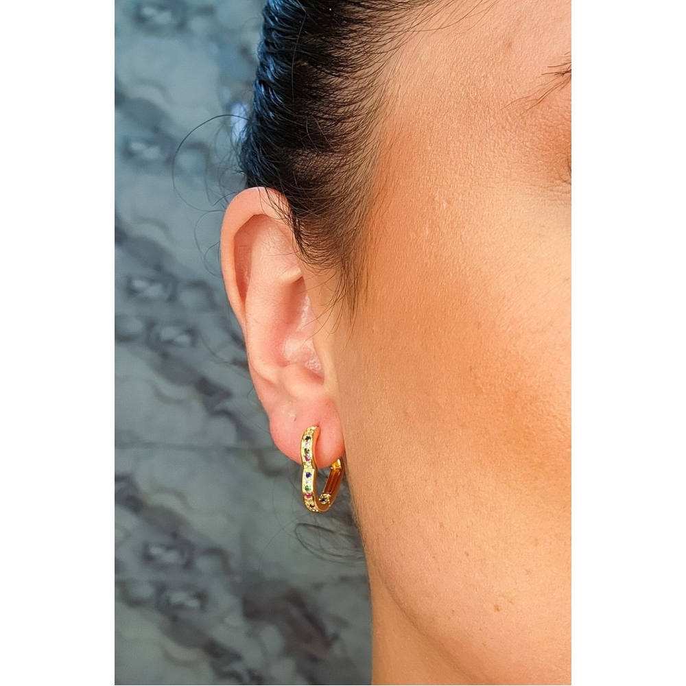 Brinco De Coração Com Micro Zircônia Incrustada Banhado em Ouro 18k - Dourado