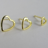 Trio de Corações Vazados Banhado em Ouro 18k - Dourado