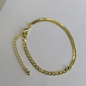 Pulseira Meia Fita Meia Corrente Banhado em Ouro 18k - Dourado