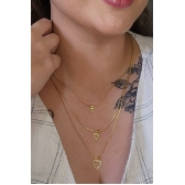 Colar Triplo de Corações Vazados Banhado em Ouro 18k - Dourado