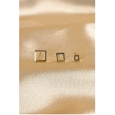 Trio de Brincos Quadrados Banhado em Ouro 18k - Dourado