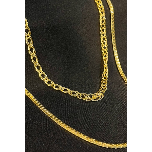 Colar Duplo com Correntes Grossas Banhado em Ouro 18k - Dourado