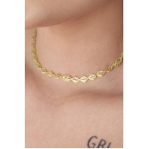 Choker com Folhas Banhado em Ouro 18k - Dourado