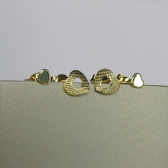 Duo Coração Pequeno e Coração Vazado Trabalhado Banhado em Ouro 18k - Dourado