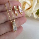 Conjunto Trapézio em Zircônia - Dourado
