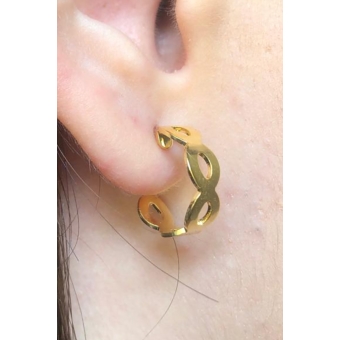 Brinco Argolinha com Vazados Ovais Banhado em Ouro 18k