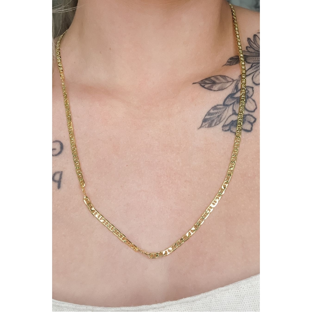 Colar Longo Elo Duplo Banhado em Ouro 18k MASCULINO - Dourado