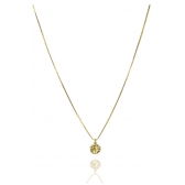 Colar Com Pingente Pequeno Em Circulo Com Árvore Da Vida Com Zircônias Coloridas Banhado em Ouro 18k - Dourado