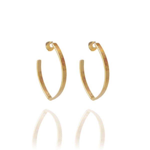 Brinco Argola Oval Banhado em Ouro 18k - Dourado