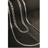 Colar Duplo com Correntes Grossas Banhado em Ródio Branco - Prateado