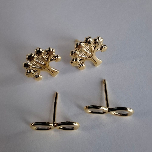 Duo Arvore Da Vida E Infinito Banhado em Ouro 18k - Dourado