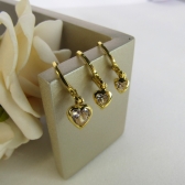 Trio Argolinha Coração de Zircônia Banhado em Ouro 18k - Dourado