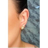 Brinco Formato Flor com Mini Zircônias Banhado em Ouro 18k - Dourado