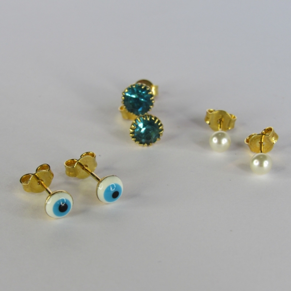 Trio de Olho Grego Banhado em Ouro 18k - Dourado